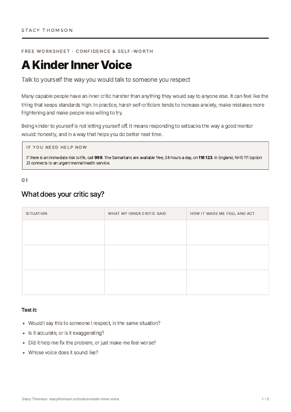 First page of A Kinder Inner Voice