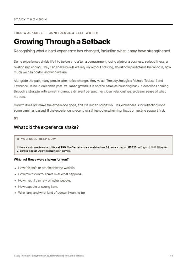 First page of Growing Through a Setback