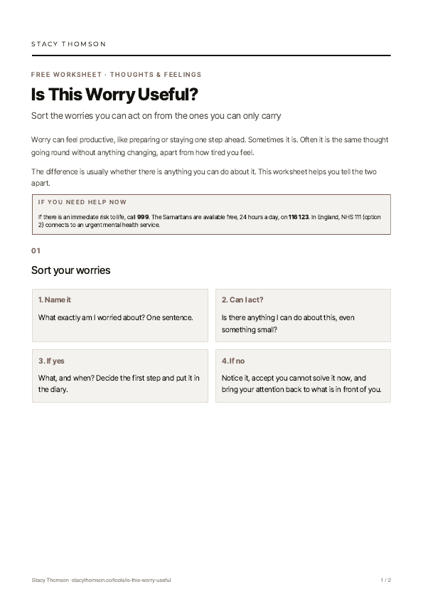 First page of Is This Worry Useful?