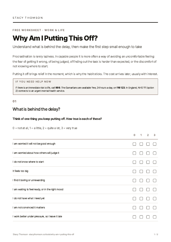 First page of Why Am I Putting This Off?